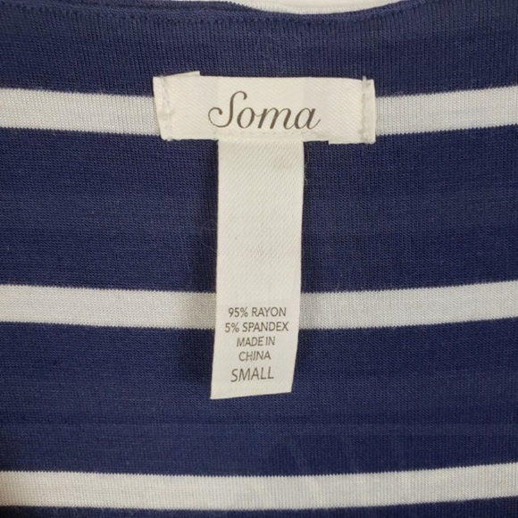 SOMA Soft Jersey Drawstring Fundamental Stripe Dress - Picture 13 of 13